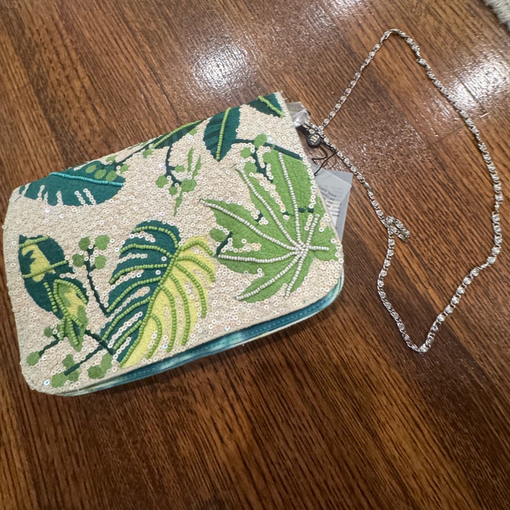 Tropical Beaded Clutch with Chain